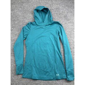 Under Armour Hoodie Womens Small Teal ColdGear Pullover Thumbholes Athletic